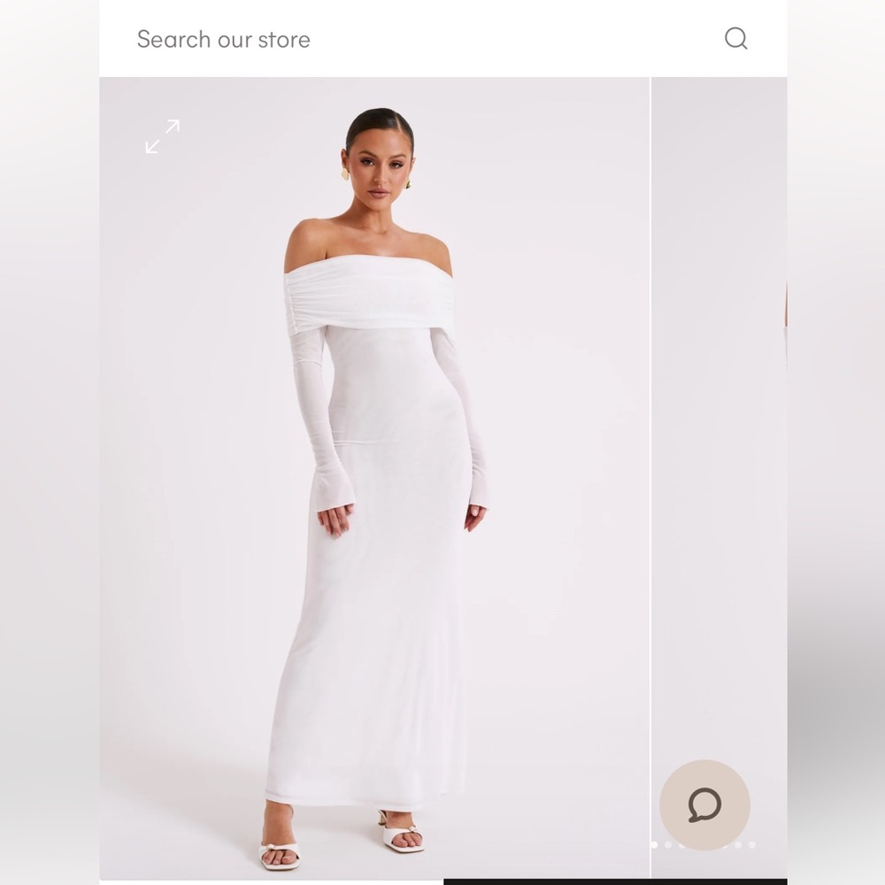Josie Off Shoulder Mesh Maxi Dress Ivory size XS from Meshki